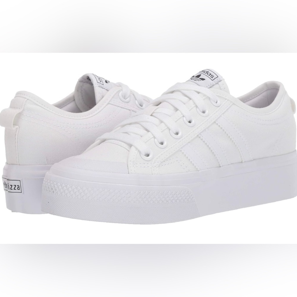 Adidas-Nizza Platform, size: 8 woman, Color:White(Brand new never worn).